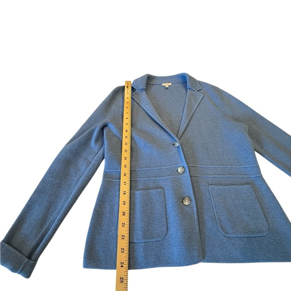 Talbots Indigo Blue Cotton 3 Button Blazer Patch Pockets Jacket Womens Size Med - Picture 6 of 14